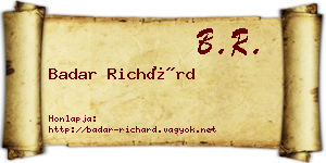 Badar Richárd névjegykártya